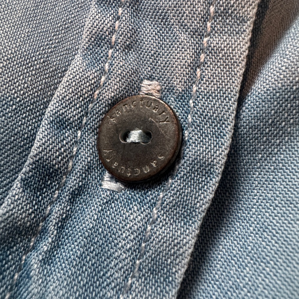Sanctuary Small denim button down blouse blue - Picture 5 of 9